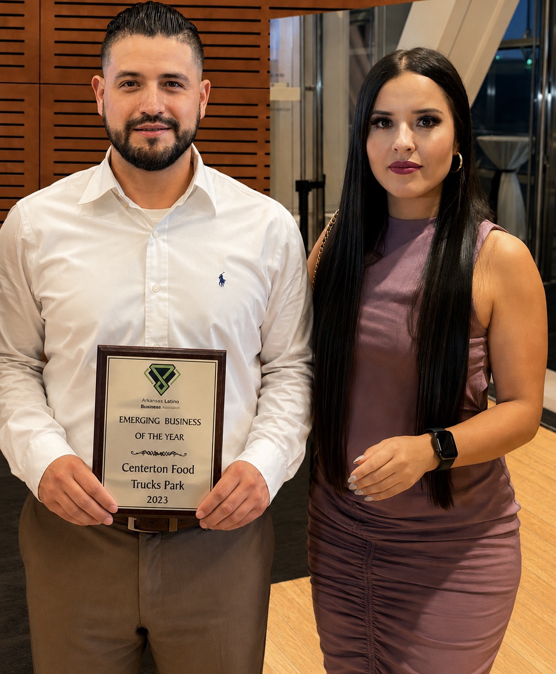 Rolando Enriquez winning Emerging Latino Business of the Year 2023, Centerton Food Trucks Park